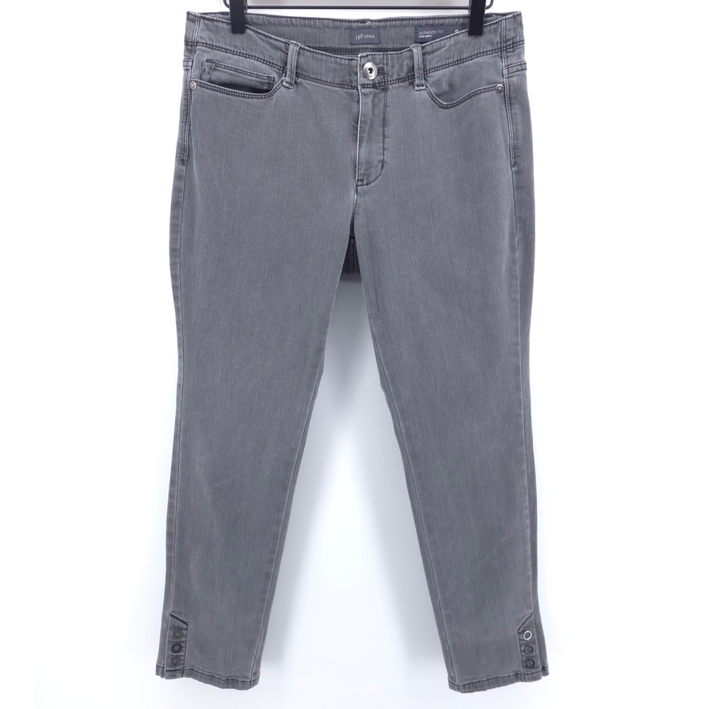 J. Jill Women Jeans Authentic Fit Slim Ankle 8P‎ Grey Button Cuff Casual Chic